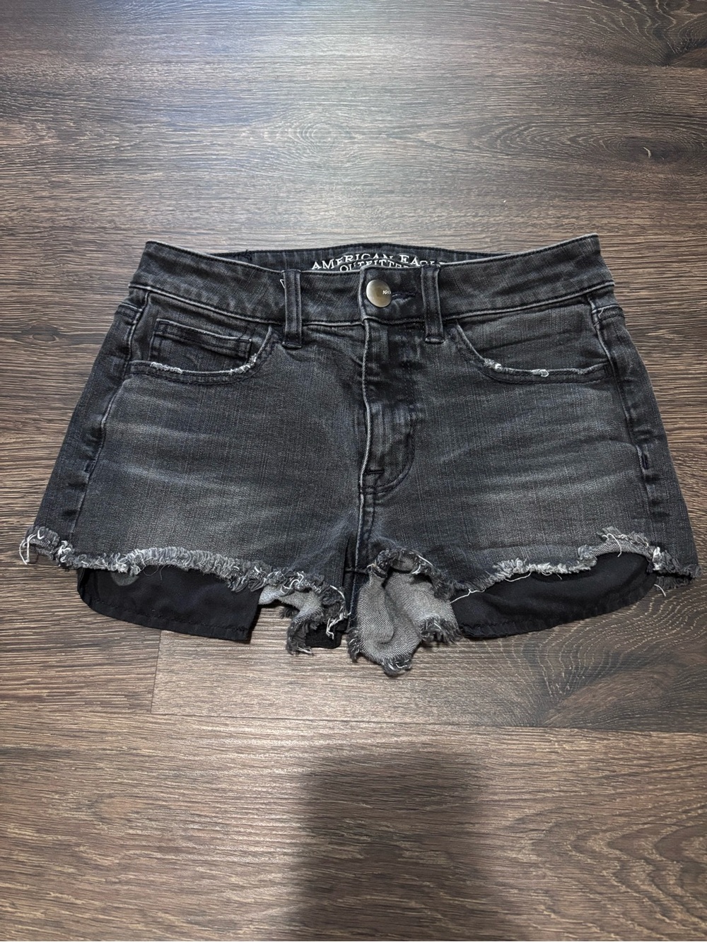 American Eagle Outfitters Black Distressed Denim Cutoff Shorts
